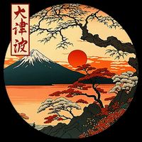 Japanese Red Sunset And Mountain Fuji Kanji Wool Snapback Cap