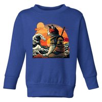 Japanese Retro Samurai Cat The Great Wave By Hokusai Toddler Sweatshirt