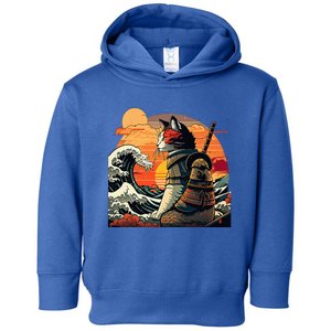 Japanese Retro Samurai Cat The Great Wave By Hokusai Toddler Hoodie