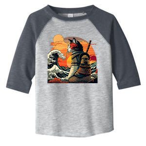 Japanese Retro Samurai Cat The Great Wave By Hokusai Toddler Fine Jersey T-Shirt