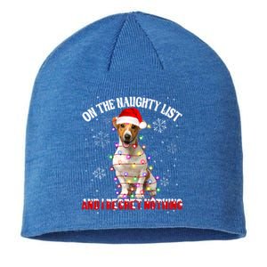 Jack Russell Santa Hat On The Naughty List I Regret Nothing Gift Sustainable Beanie