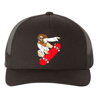 Jesus Riding Skateboard Yupoong Adult 5-Panel Trucker Hat