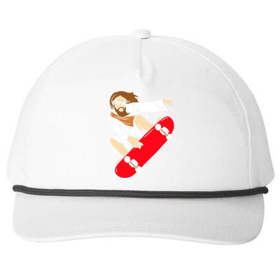 Jesus Riding Skateboard Snapback Five-Panel Rope Hat