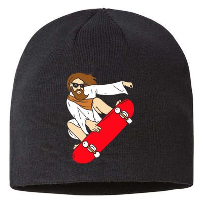 Jesus Riding Skateboard Sustainable Beanie