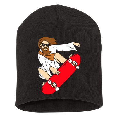 Jesus Riding Skateboard Short Acrylic Beanie