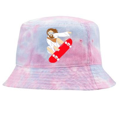 Jesus Riding Skateboard Tie-Dyed Bucket Hat