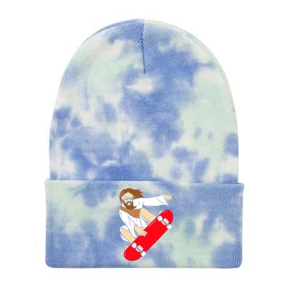 Jesus Riding Skateboard Tie Dye 12in Knit Beanie