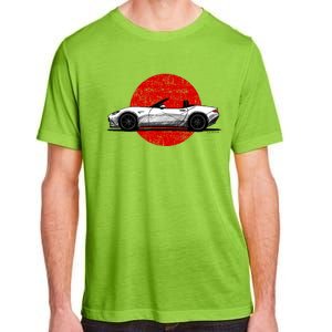 Japanese Roadster Sports Car Sketch With Flag Background Adult ChromaSoft Performance T-Shirt