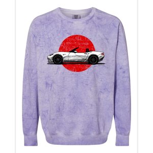 Japanese Roadster Sports Car Sketch With Flag Background Colorblast Crewneck Sweatshirt