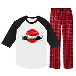 Japanese Roadster Sports Car Sketch With Flag Background Raglan Sleeve Pajama Set