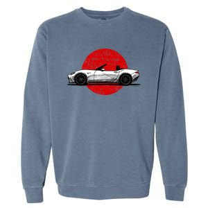 Japanese Roadster Sports Car Sketch With Flag Background Garment-Dyed Sweatshirt