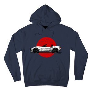 Japanese Roadster Sports Car Sketch With Flag Background Hoodie