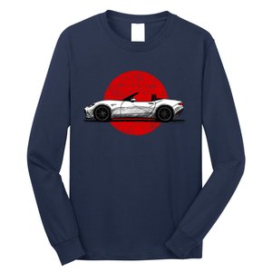 Japanese Roadster Sports Car Sketch With Flag Background Long Sleeve Shirt