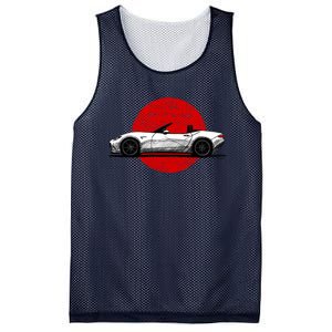 Japanese Roadster Sports Car Sketch With Flag Background Mesh Reversible Basketball Jersey Tank