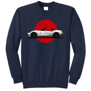 Japanese Roadster Sports Car Sketch With Flag Background Tall Sweatshirt