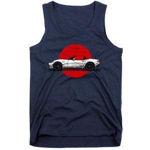 Japanese Roadster Sports Car Sketch With Flag Background Tank Top