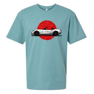 Japanese Roadster Sports Car Sketch With Flag Background Sueded Cloud Jersey T-Shirt