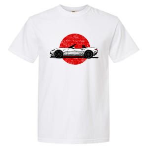 Japanese Roadster Sports Car Sketch With Flag Background Garment-Dyed Heavyweight T-Shirt