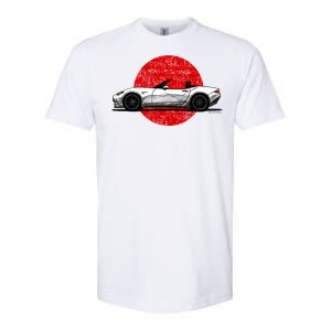 Japanese Roadster Sports Car Sketch With Flag Background Softstyle CVC T-Shirt