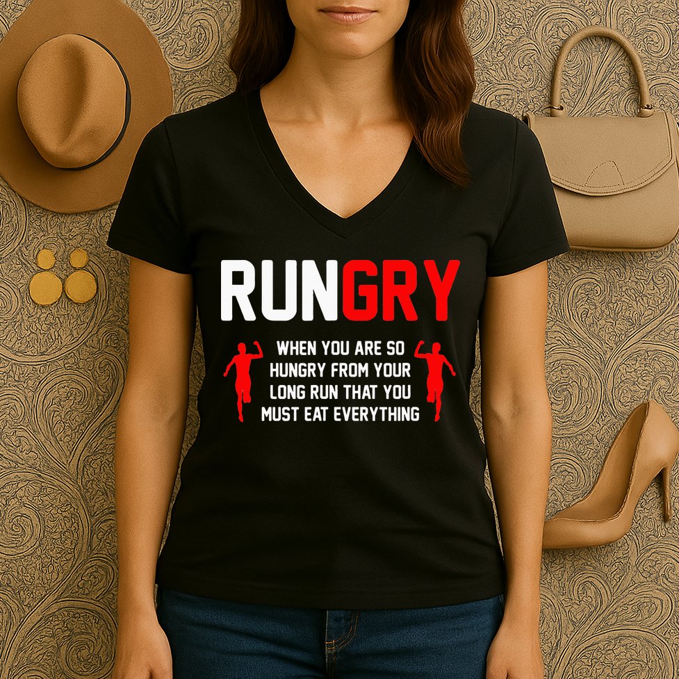 Just Run Tee XC Runner Cross Country Runners Training Women's V-Neck T-Shirt