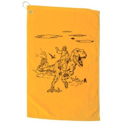 Jesus Riding TRex Dinosaur Platinum Collection Golf Towel