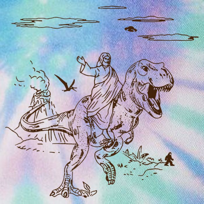 Jesus Riding TRex Dinosaur Legacy Tie Dye Trucker Hat