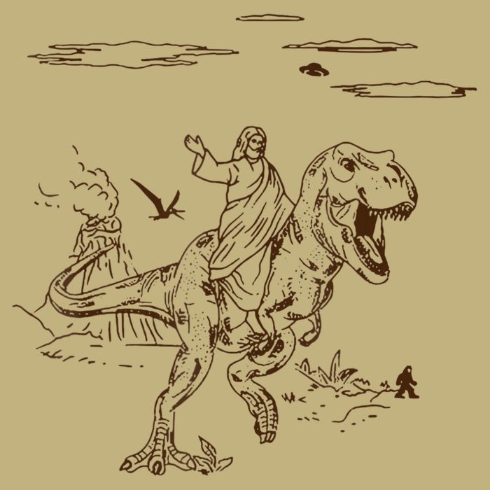 Jesus Riding TRex Dinosaur Cooling Performance Crew T-Shirt