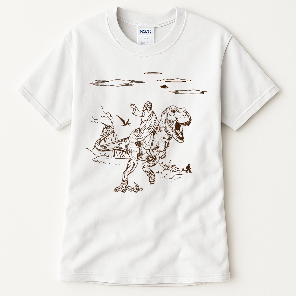Jesus Riding TRex Dinosaur Tall T-Shirt