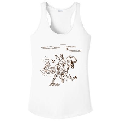 Jesus Riding TRex Dinosaur Ladies PosiCharge Competitor Racerback Tank