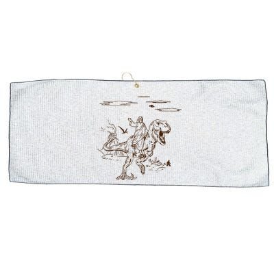 Jesus Riding TRex Dinosaur Large Microfiber Waffle Golf Towel