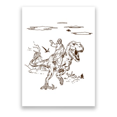 Jesus Riding TRex Dinosaur Poster