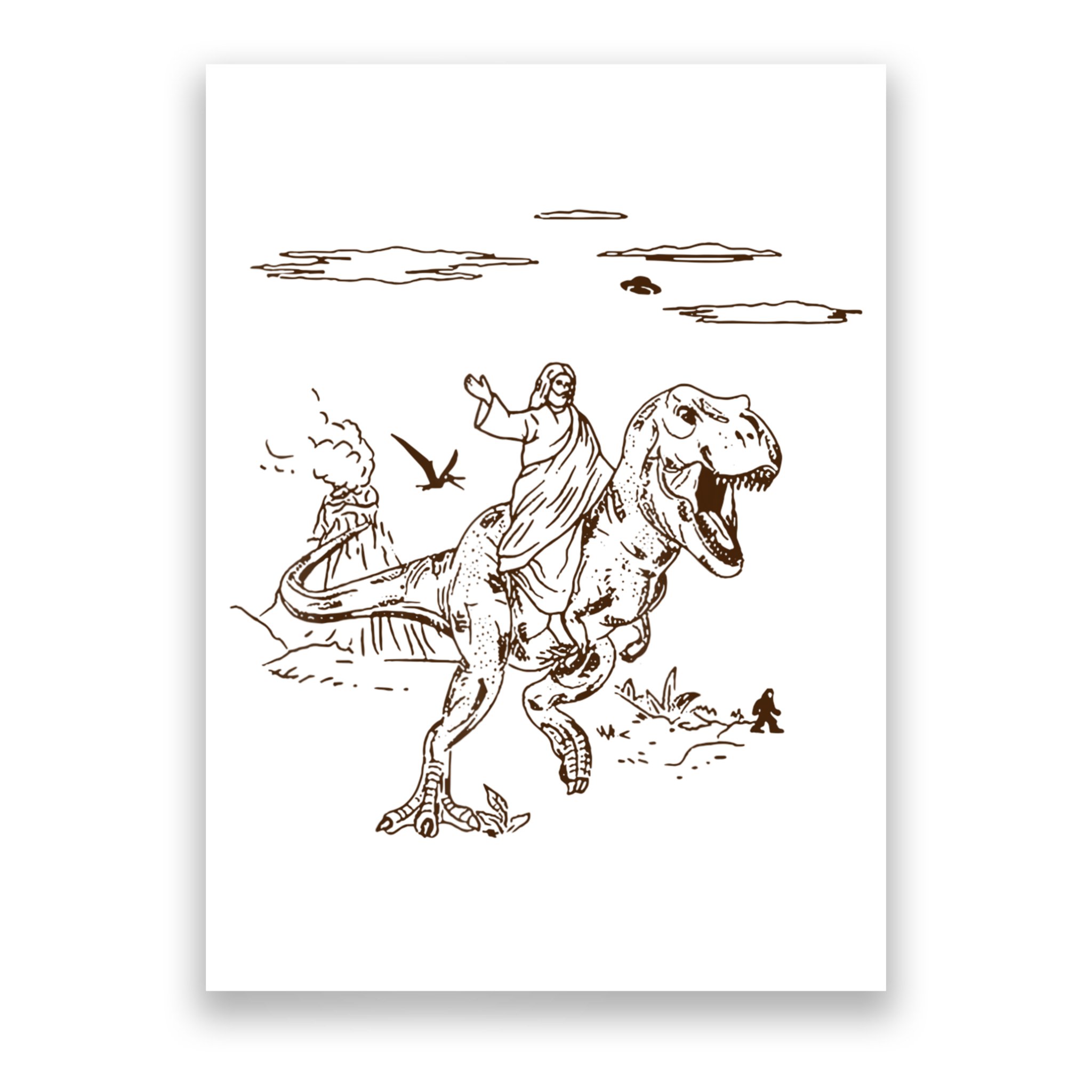 Jesus Riding TRex Dinosaur Poster