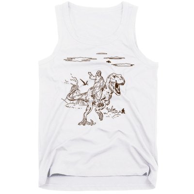 Jesus Riding TRex Dinosaur Tank Top