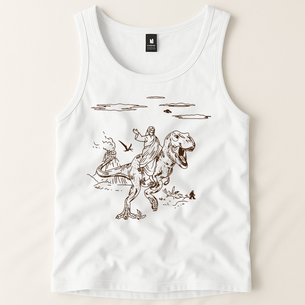 Jesus Riding TRex Dinosaur Tank Top
