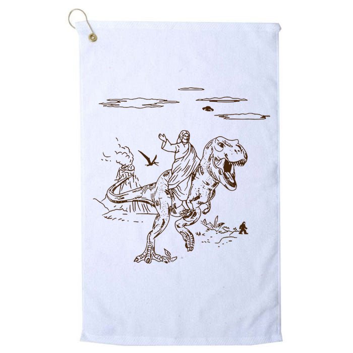 Jesus Riding TRex Dinosaur Golf Towel