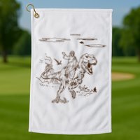 Jesus Riding TRex Dinosaur Golf Towel