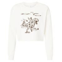 Jesus Riding TRex Dinosaur Cropped Pullover Crew