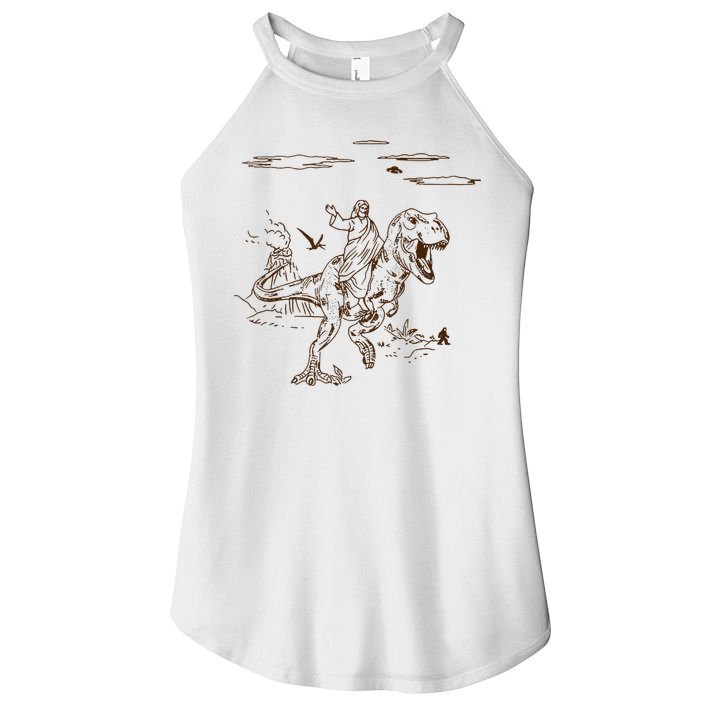 Jesus Riding TRex Dinosaur Women's Perfect Tri Rocker Tank