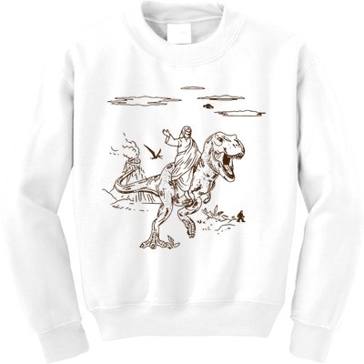 Jesus Riding TRex Dinosaur Kids Sweatshirt