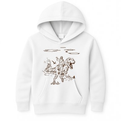 Jesus Riding TRex Dinosaur Kids Hoodie