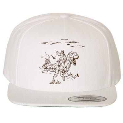 Jesus Riding TRex Dinosaur Wool Snapback Cap