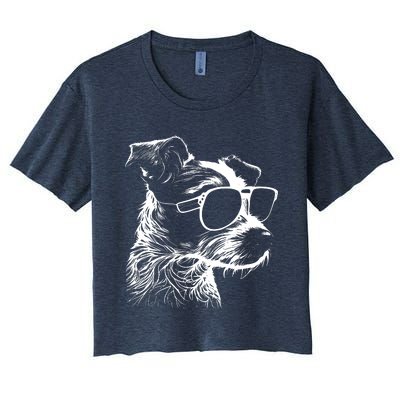 Jack Russell Terrier Walking Sunglasses Dogs Owner Women's Crop Top Tee