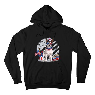 Jack Russell Terrier Dog 4th Of July Sunglasses Usa Flag Fireworks Hoodie