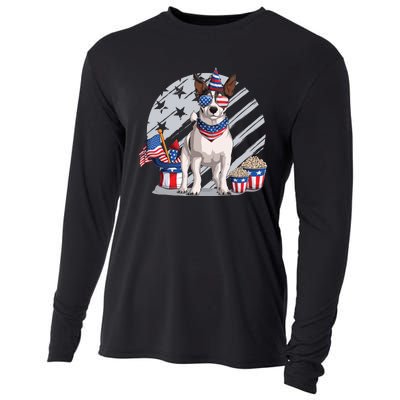 Jack Russell Terrier Dog 4th Of July Sunglasses Usa Flag Fireworks Cooling Performance Long Sleeve Crew