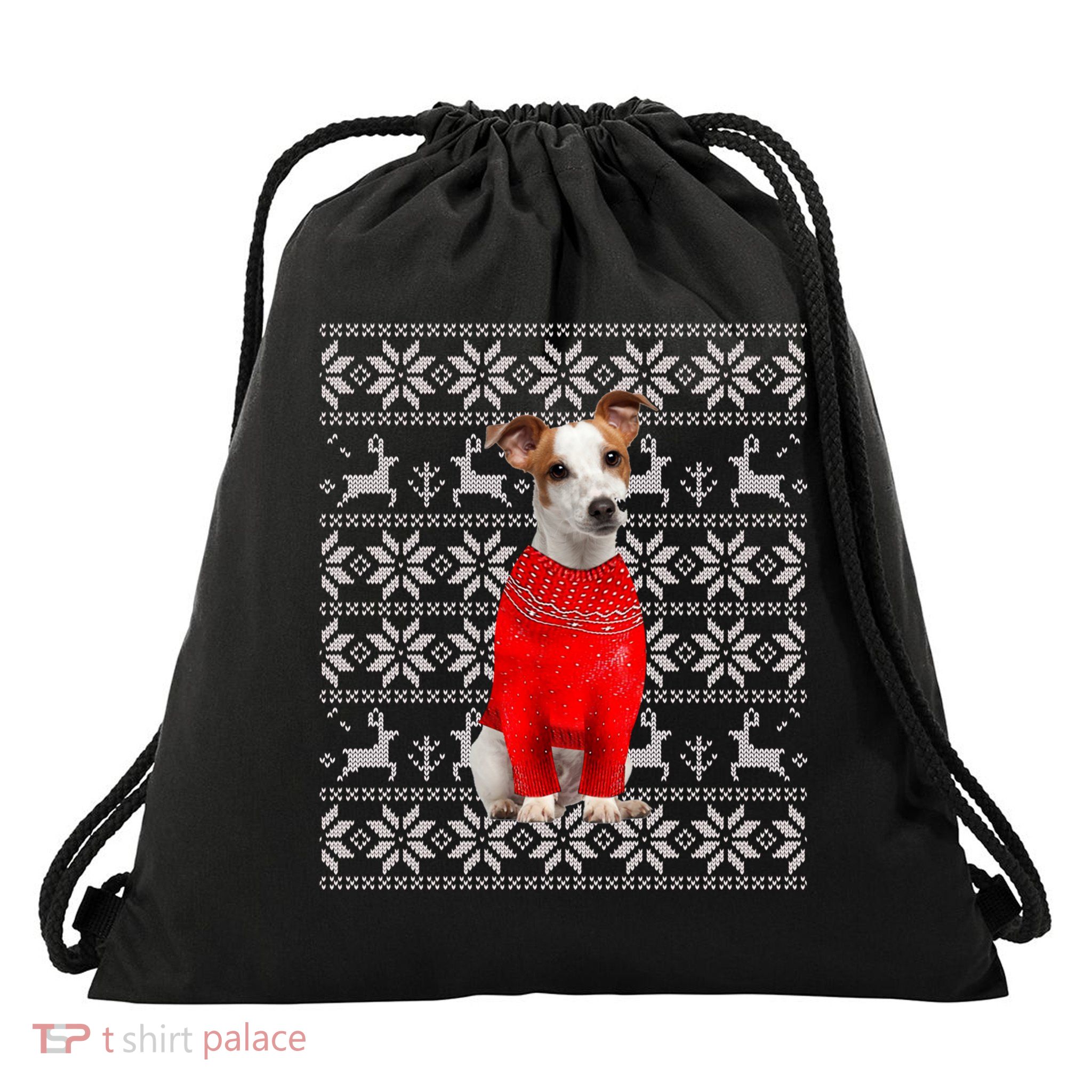 Jack Russell Terrier Ugly Sweater Christmas Meaningful Gift Funny Dog Gift Drawstring Bag