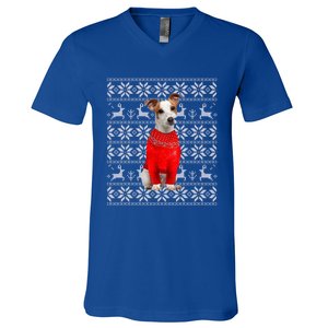 Jack Russell Terrier Ugly Sweater Christmas Meaningful Gift Funny Dog Gift V-Neck T-Shirt