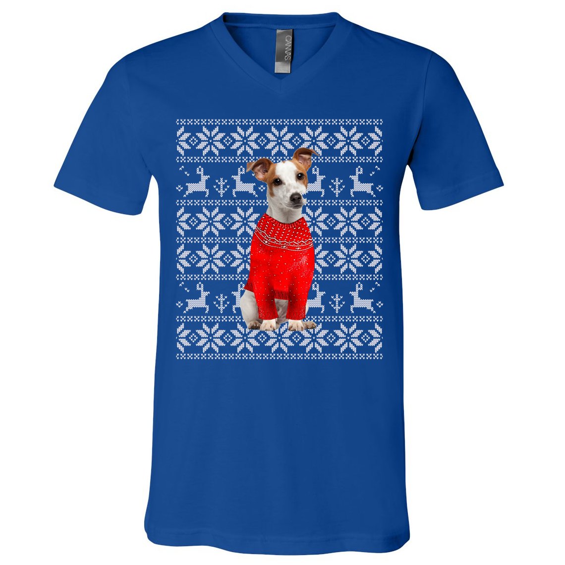 Jack Russell Terrier Ugly Sweater Christmas Meaningful Gift Funny Dog Gift V-Neck T-Shirt