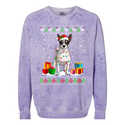 Jack Russell Terrier Dog Ugly Christmas Santa Hat Xmas Dog Gift Colorblast Crewneck Sweatshirt