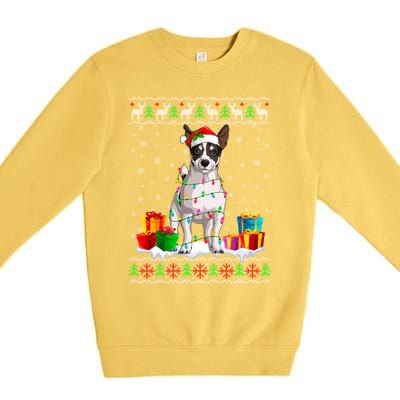 Jack Russell Terrier Dog Ugly Christmas Santa Hat Xmas Dog Gift Premium Crewneck Sweatshirt