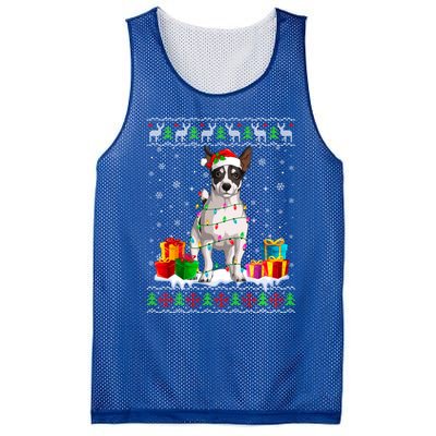 Jack Russell Terrier Dog Ugly Christmas Santa Hat Xmas Dog Gift Mesh Reversible Basketball Jersey Tank